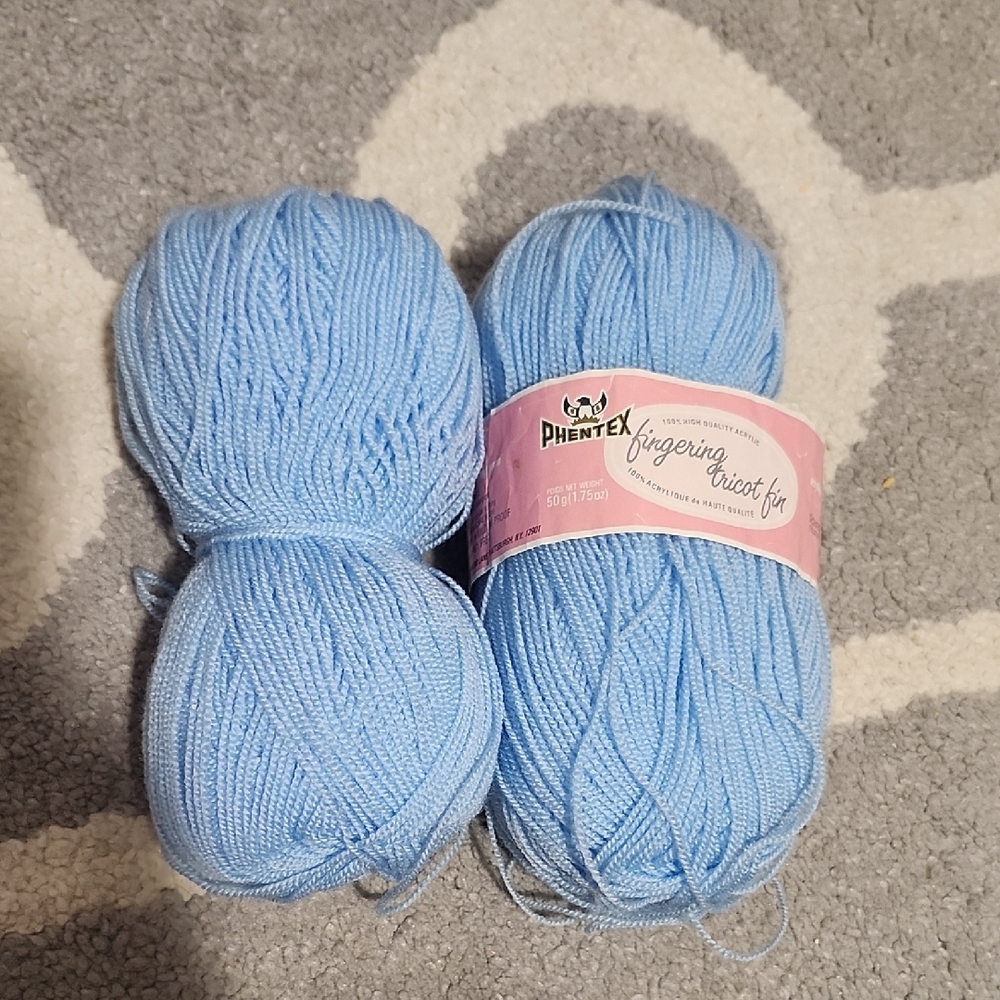 FREE ADD ON! Phentex Light Blue Fingering Yarn Bundle- 1 Full & 1 Almost Full